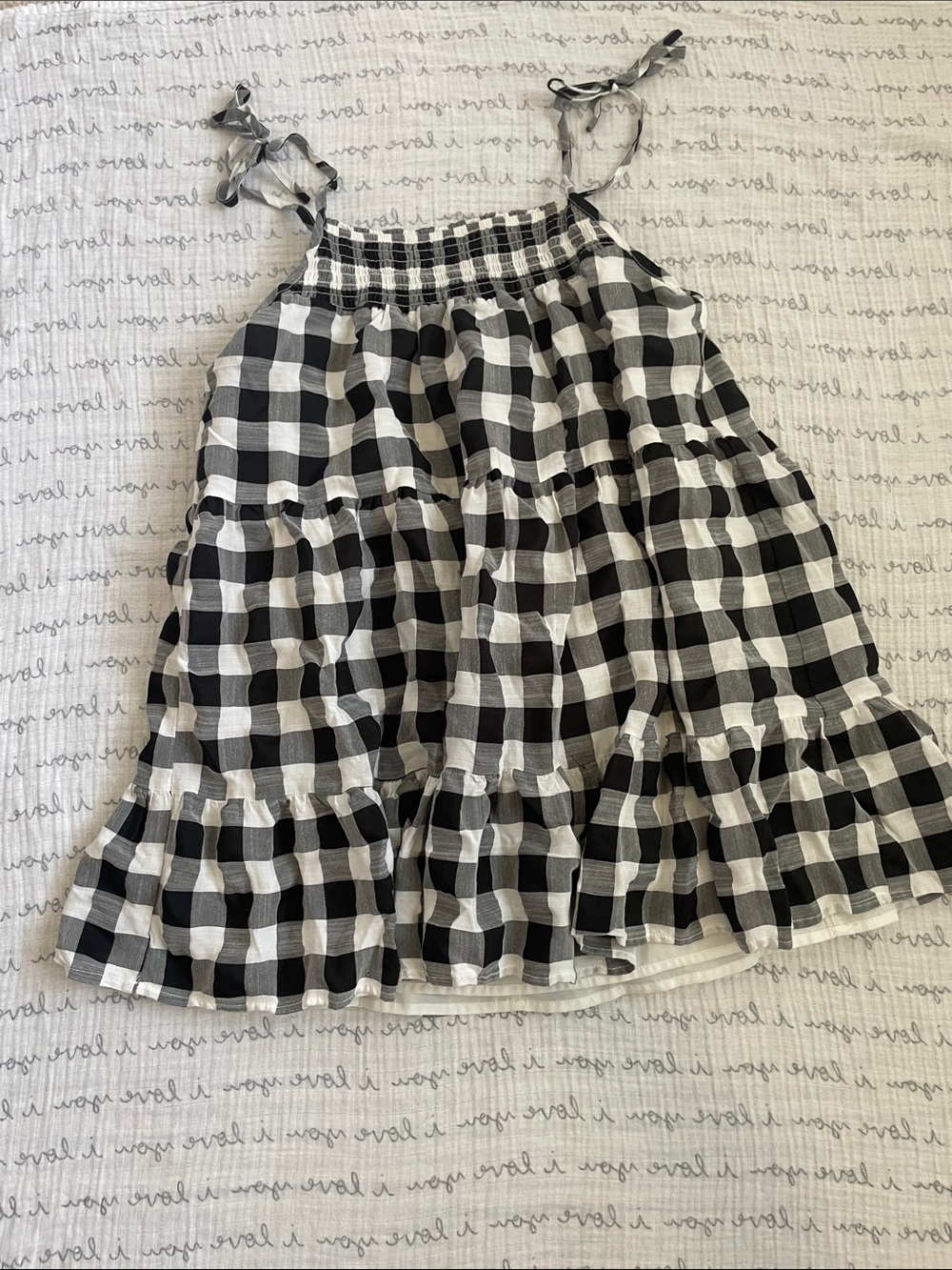 Forever 21 Black and White Gingham Tie-Shoulder Mini Dress
